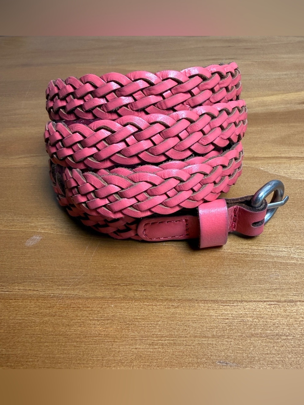 Gap Skinny Braided Leather Belt | Pink Two-Tone | 45” | Boho Retro